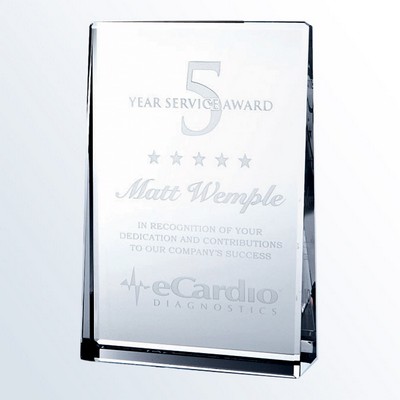 Vertical Rectangle Plaque Optic Crystal Award - Small