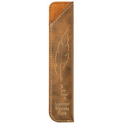 6 1/4" Rustic/Gold Laser Engraved Leatherette Pen Sleeve