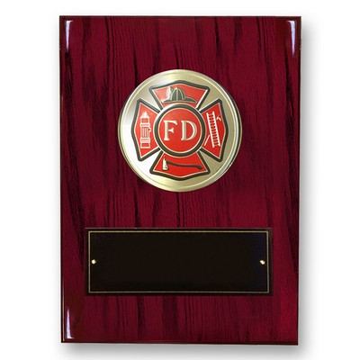 Fire Department Piano Finish Cherry Board Plaque (8" x 10")