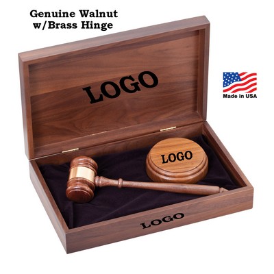 Genuine Solid Walnut Gravel & Block Presentation Set in Walnut Box