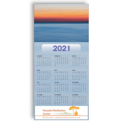 Z-Fold Personalized Greeting Calendar - Ocean Sunset