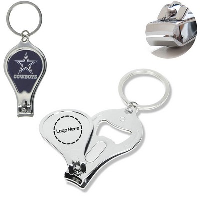 3 In 1 Nail Clipper Bottle Opener Keychain