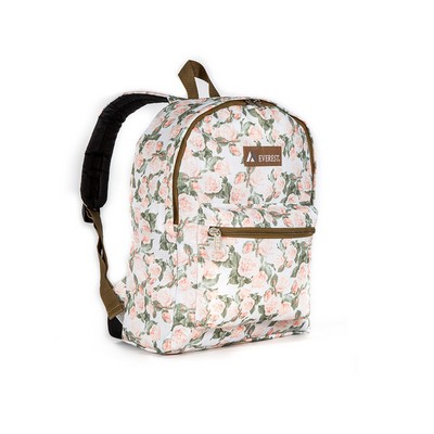 Everest Basic Pattern Backpack, White/Vintage Floral Pink