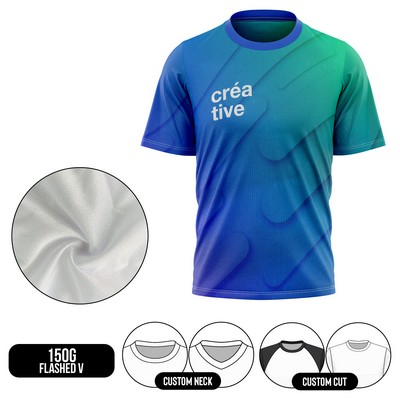 Unisex and Kids' Full Sublimation Short Sleeve T-Shirt - 150G Performance Flashed V