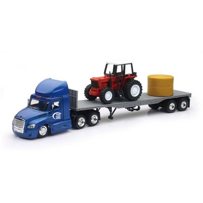 1:43 Scale Freightliner® Cascadia Flatbed W/ Farm Tractor (u)