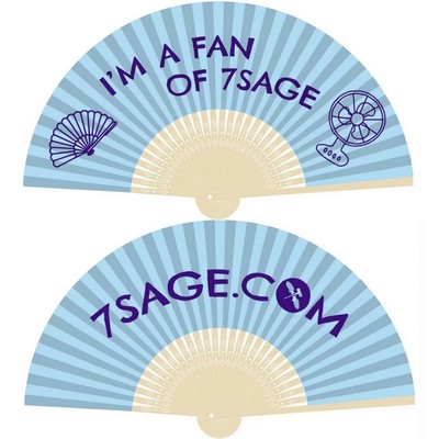 Full Color Folding Paper Fan w/ Bamboo Handle(2 Sides Paper)