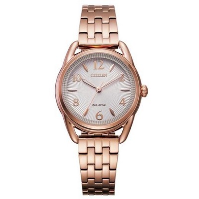 Citizen® Ladies' Eco-Drive® Pink Gold-Tone Watch w/White Dial