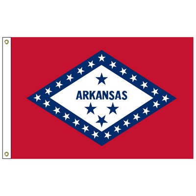 Arkansas 4' x 6' 2-ply Polyester Flag w/ Heading & Grommets