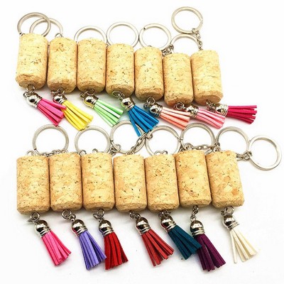 Wine Cork Keychain w/ tassels