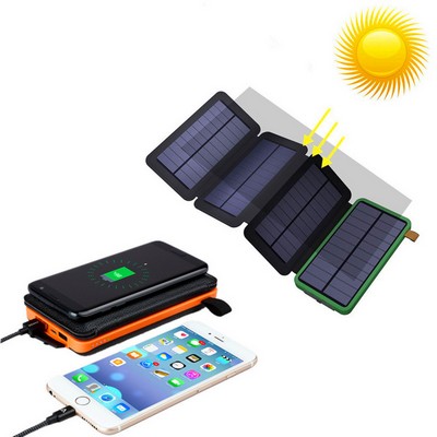 20000mAh Foldable Solar Panels Power Bank w/4 Foldable Panels & LED Flashlight