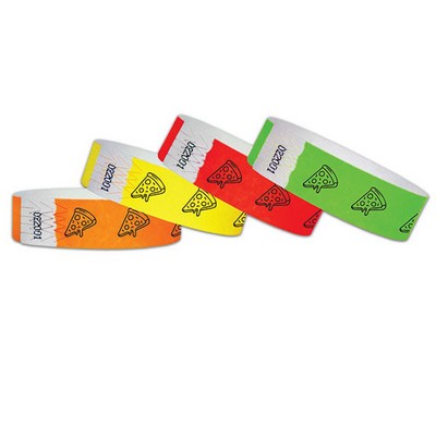 3/4" wide x 10" long - 3/4" Pizza Tyvek Wristbands Printed 1/0