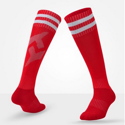 Stripes Soccer Socks with Fold Down Top