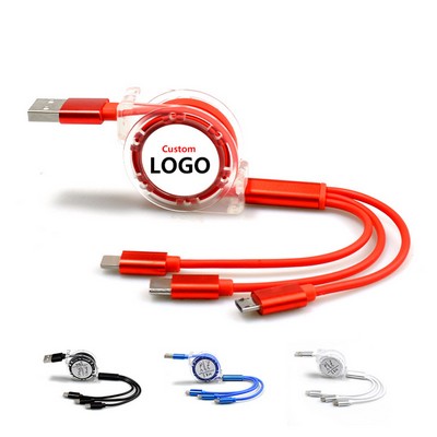 3-in-1 Retractable USB Charging Cable for Multi-Device Charging Convenience