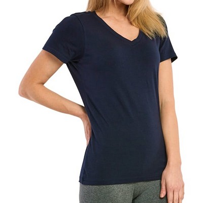 Women's Classic Fit V Neck T-Shirts - Small, Navy (Case of 24)