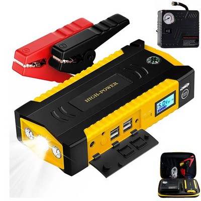 Portable Emergency battery booster 10000mAh Jump Starter Combo air pump !