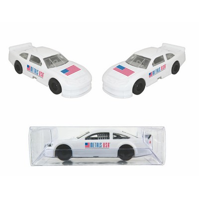 3" 1:64 Scale Nascar® Style Race Car White - w/ Full Logo (2 locations -same art) {u}