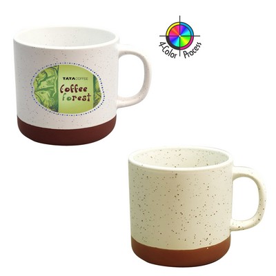 13 Oz. Satin Cream Speckled Vintage Phoenix Mug w/Terra Cotta Base (4 Color Process)