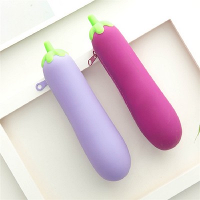 Eggplant Silicone Pencil Pouch