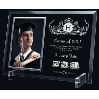 Glass Photo Frame / Holder, Award Trophy, 7"x11 "x" Frame