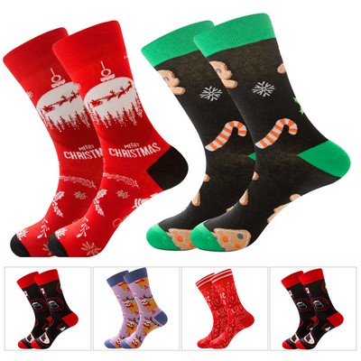 Full Printing Knit Cotton Crew Business Socks & Dress Socks