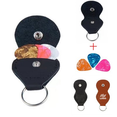 Guitar Picks Case Leather Pick Keychain