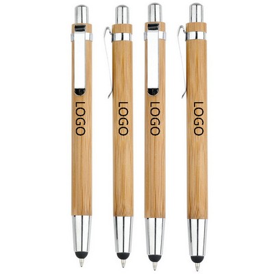 2-In-1 Wooden Press Action Ballpoint Pen/Touch Stylus