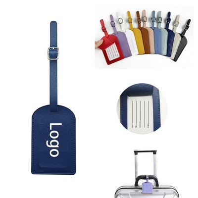 Pu Leather Luggage Tag With Hang-Up Ring