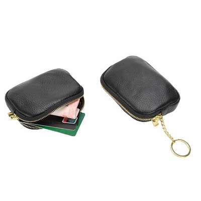 Genuine Leather Small Wallet with Keychain