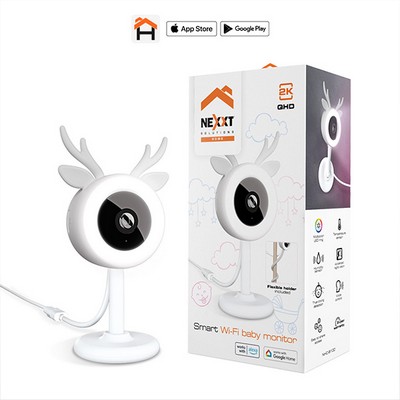 Nexxt Smart Home Indoor Smart Wifi Baby Monitor Camera 2K Movement - White