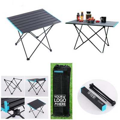 Folding Portable Camping Side Table w/Aluminum Table Top & Carrying Bag