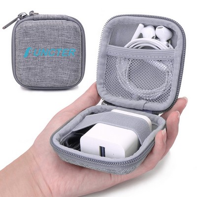 4.3 x 4.3 Inch EVA Electronic Accessories Organizer Earphone Storage Pouch