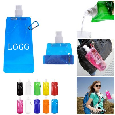 Collapsible Reusable Water Bottle with Carabiner Clip