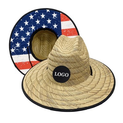 Custom Patch Straw Hat With Digital Underbrim