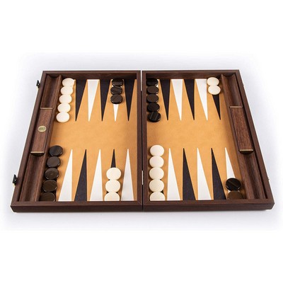 Luxury Wood Backgammon Set with Leatherette Interior - 19 inches - Handcrafted in Greece