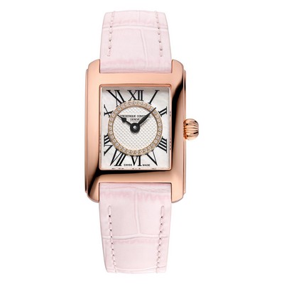 Frederique Constant® Ladies Quartz Leather Strap Watch w/White MOP Dial