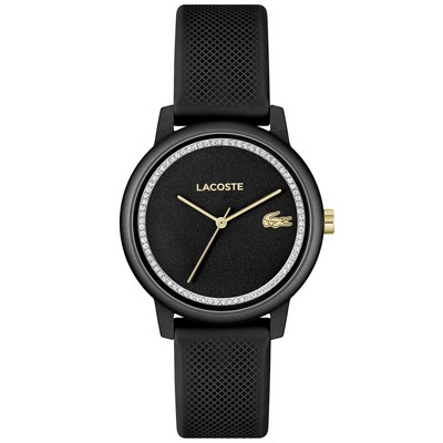 Lacoste™ Ladies Black Aluminum Watch w/Black Dial & Silicone Strap