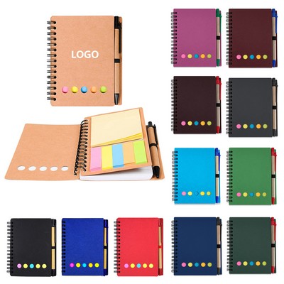 Spiral Notebook with Pen/Sticky Notes