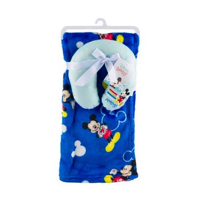 Disney Baby Blanket Sets - Blue Mickey Mouse, 30x36, Pillow (Case of 2