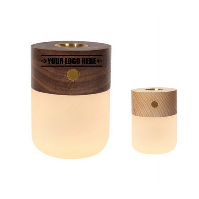 Wood Brass Heated Aromatherapy Led Light Lamp