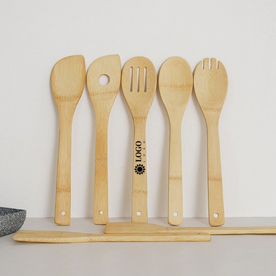 6-Piece Nonstick Bamboo Cooking Utensil Spatula Spoon