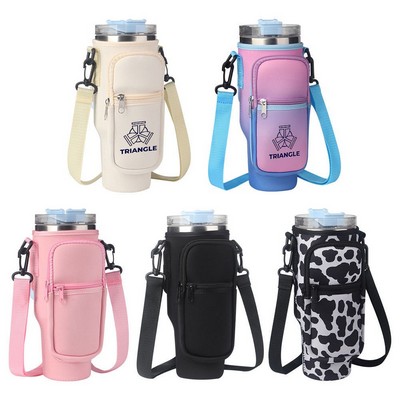 Water Bottle Carrier Bag with Phone Pocket for 40oz Tumbler