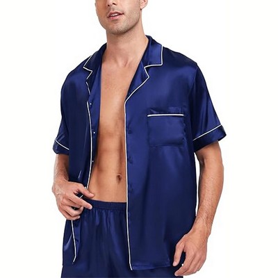 Men SILK PAJAMAS With Embroidery LOGO