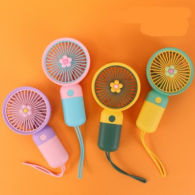 Summer Cartoon Flower Handheld USB Rechargeable Fan