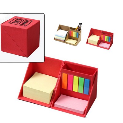 Foldable Sticky Note Cube with Pen Holder