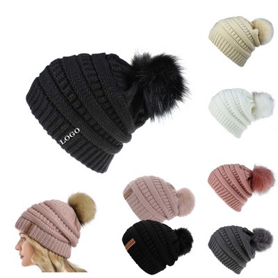 Imitation Fur Knitted Woolen Hat