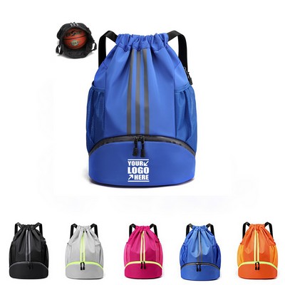 Drawstring Backpack With Shoes Compartment