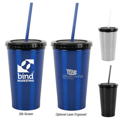 16 Oz. Stainless Steel Double Wall Tumbler