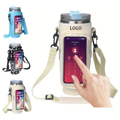 Water Bottle Carrier Bag with Phone Pocket for 40oz