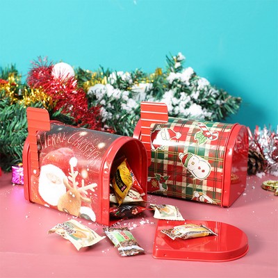 Tin Box Christmas Mailbox-Shaped Candy and Cookie