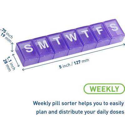 Weekly (7-Day) Pill Organizer, Vitamin Planner, Medicine Box, SmallCompartments,Convenient cabin